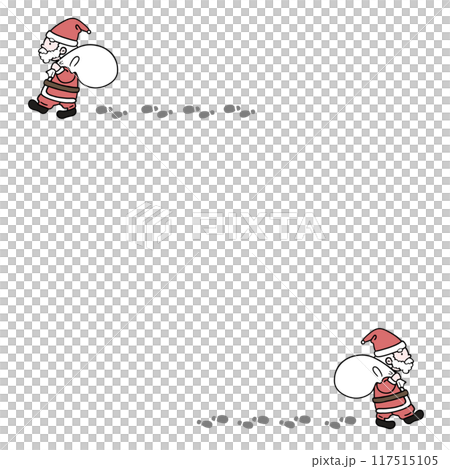 Santa carrying presents and footprints frame 117515105