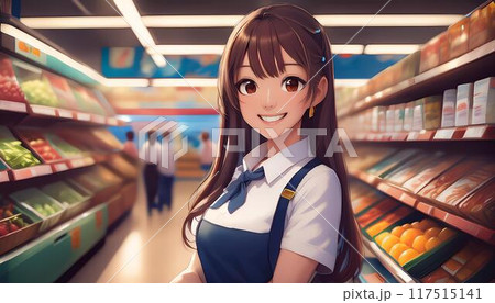 スーパーの店員の女性 117515141