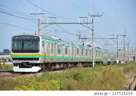 東北本線 栗橋ー東鷲宮 JR東日本 E231系1000番台 U502編成(小山) 東北本線 栗橋ー東鷲宮 JR東日本 E231系1000番台 U502編成(小山) 117515253