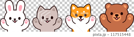 Cute cartoon animals with raised paws Cute cartoon animals with raised paws 117515448