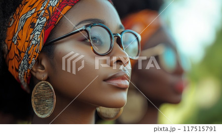 Beautiful african american woman in national costumes. black history month celebration 117515791