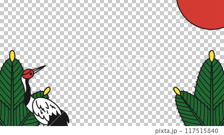 以花札的松和鶴為靈感的背景插圖_16:9 117515840