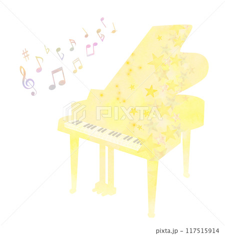 星の黄色いグランドピアノ 117515914