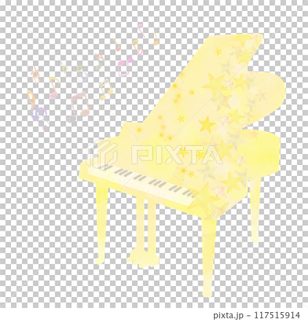 星の黄色いグランドピアノ 117515914