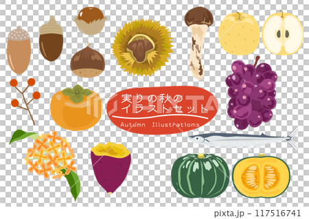 Illustration material: Harvest autumn illustration set Illustration material: Harvest autumn illustration set 117516741