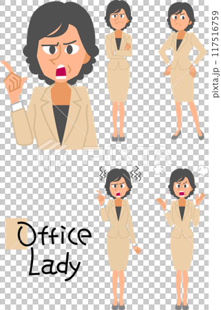 スーツ女性の怒りの感情セット スーツ女性の怒りの感情セット 117516759