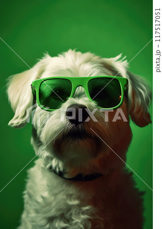funny portrait of dog on a vibrant background 117517051