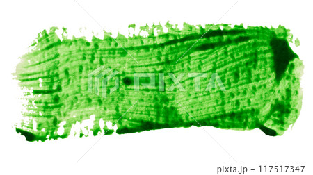 A smear of thick green paint on isolated background, gouache sample 117517347