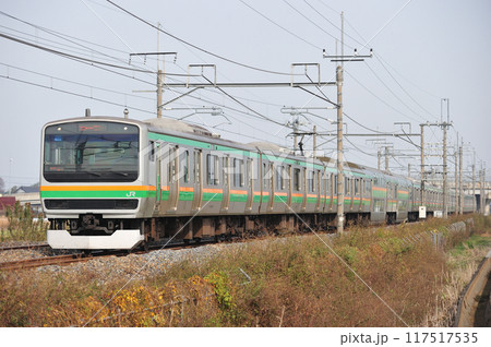 東北本線 栗橋ー東鷲宮 JR東日本 E231系1000番台 U535編成(小山) 東北本線 栗橋ー東鷲宮 JR東日本 E231系1000番台 U535編成(小山) 117517535