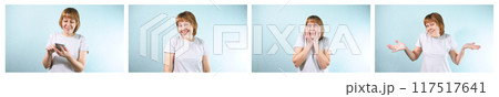 Set of 4 Images - Woman Expressing Various Emotions 117517641
