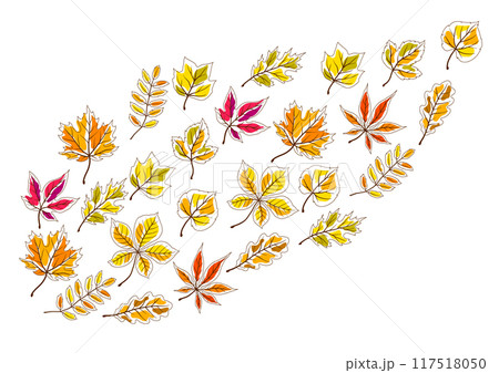 Background with autumn leaves. Illustration with various foliage. Background with autumn leaves. Illustration with various foliage. 117518050