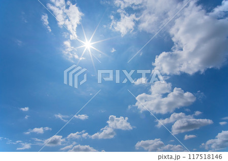 【真夏・猛暑イメージ】灼熱のギラギラ太陽 【真夏・猛暑イメージ】灼熱のギラギラ太陽 117518146