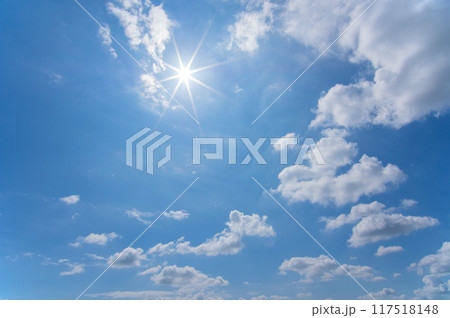 【真夏・猛暑イメージ】灼熱のギラギラ太陽 【真夏・猛暑イメージ】灼熱のギラギラ太陽 117518148