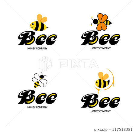 A cheerful bee. The logo of the honey manufacturing company. Vector illustration A cheerful bee. The logo of the honey manufacturing company. Vector illustration 117518381