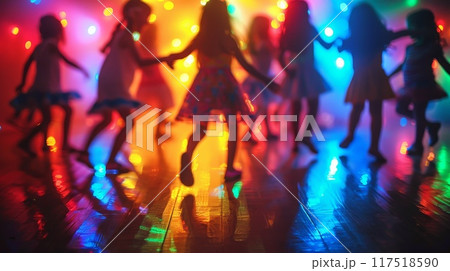 Blurred happy kids club activities, generated AI 117518590