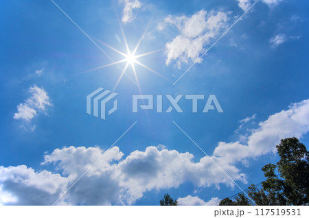 【真夏・猛暑イメージ】灼熱のギラギラ太陽 117519531