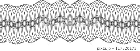 Horizontal line pattern border. Money guilloche watermark Horizontal line pattern border. Money guilloche watermark 117520173