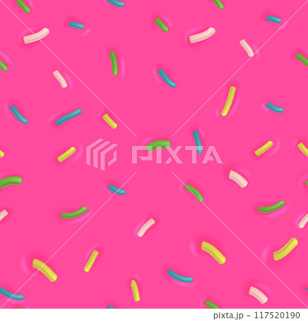 Falling confetti seamless pattern. Pink background with sprinkles Falling confetti seamless pattern. Pink background with sprinkles 117520190