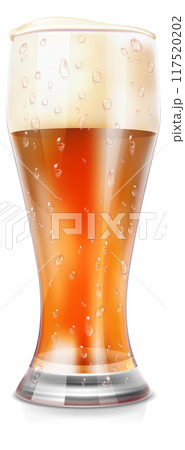 Beer with realistic foam. Cold drink glass mockup 117520202
