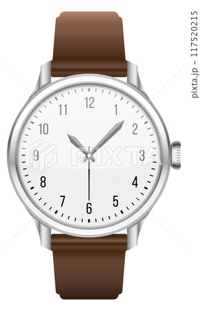 Hand clock. Realistic wrist watch. Classic accessory 117520215