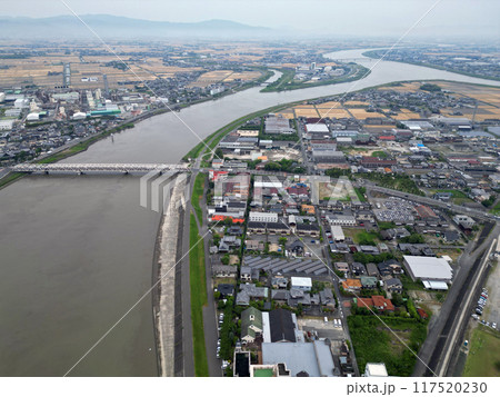 佐賀市諸富町の中の島の空撮 117520230