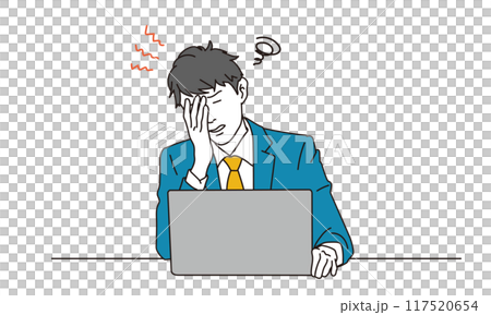 頭を抱えるビジネスマンのシンプルイラスト 117520654