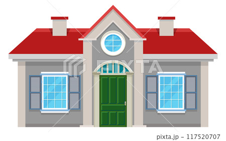 Bungalow building facade. Colorful town house icon Bungalow building facade. Colorful town house icon 117520707
