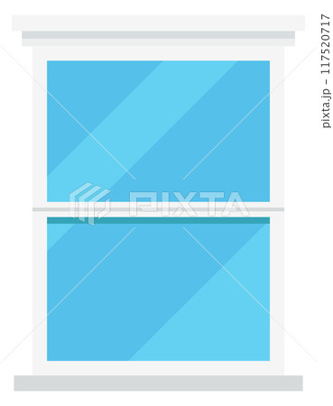 Cartoon window. Rectangular white frame. Architecture element 117520717