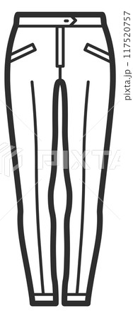 Pants line icon. Skinny jeans. Wardrobe symbol 117520757