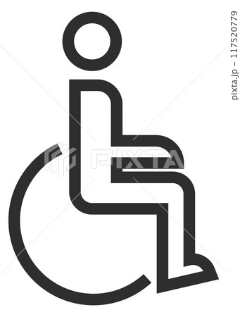 Disabled line icon. Person in wheelchair black symbol 117520779