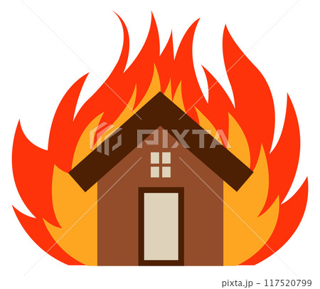 House burning. Emergency color icon. Blaze damage House burning. Emergency color icon. Blaze damage 117520799