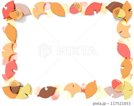 落ち葉とドングリの3DCGフレーム 落ち葉とドングリの3DCGフレーム 117521053
