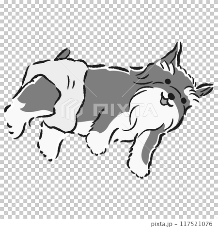 おむつを着用する犬の手描きイラスト 117521076