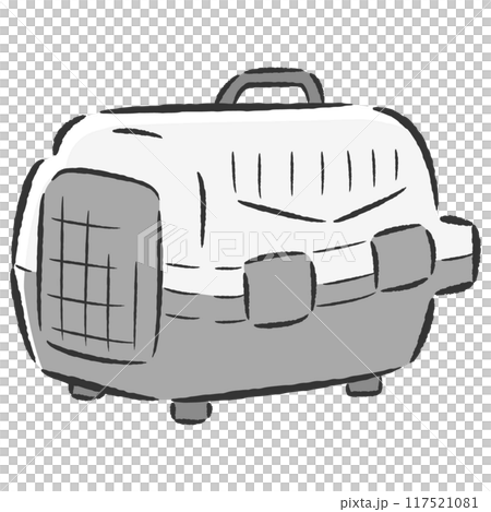 クレート(ペットキャリー)の手描きイラスト クレート(ペットキャリー)の手描きイラスト 117521081