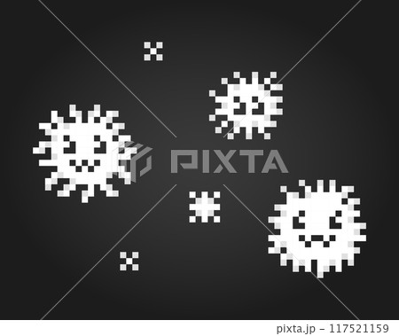 8 bit pixel virus character for game icons. Illustration Vector Cross Stitch Pattern 117521159
