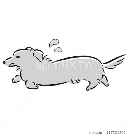 困った表情で逃げる犬のイラスト 117521202