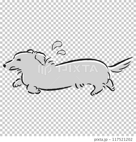 困った表情で逃げる犬のイラスト 117521202
