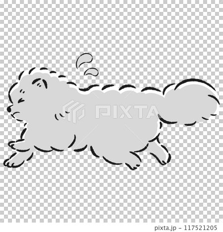 一隻狗帶著困擾的表情逃跑的插圖 117521205