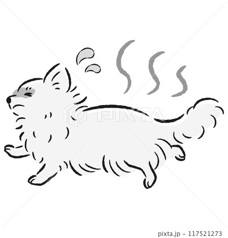 暑くて困った表情の犬のイラスト 117521273