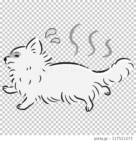 暑くて困った表情の犬のイラスト 117521273