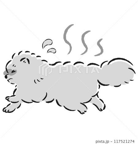 暑くて困った表情の犬のイラスト 117521274