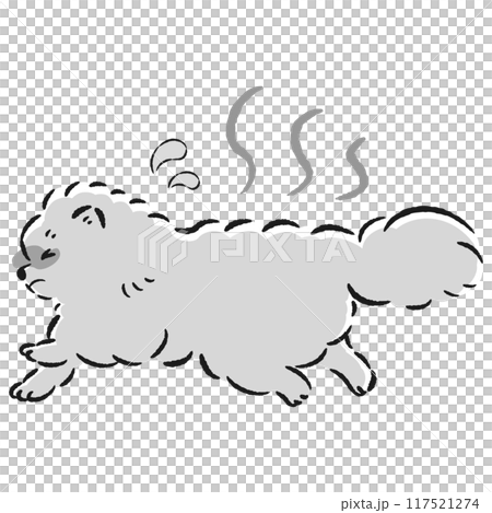 暑くて困った表情の犬のイラスト 117521274