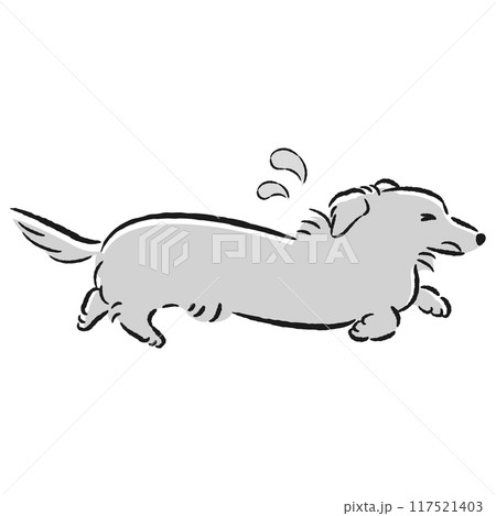困った表情で逃げる犬のイラスト 117521403
