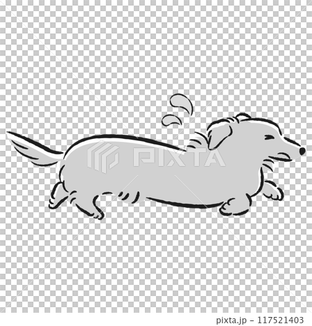 困った表情で逃げる犬のイラスト 117521403