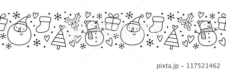 かわいいクリスマスのシームレスなボーダー 117521462