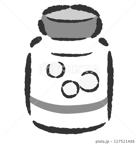 シンプルな薬(サプリメントなど)の手描きイラスト シンプルな薬(サプリメントなど)の手描きイラスト 117521488