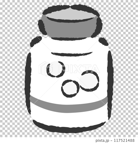 シンプルな薬(サプリメントなど)の手描きイラスト シンプルな薬(サプリメントなど)の手描きイラスト 117521488