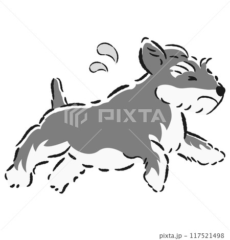 困った表情で逃げる犬のイラスト 117521498