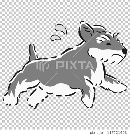 困った表情で逃げる犬のイラスト 117521498