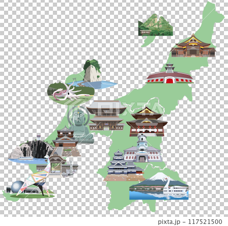 北陸甲信越旅遊地插圖地圖 117521500